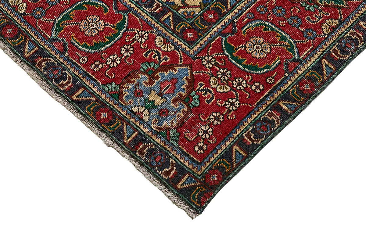 Rusvo Kırmızı Bej Madalyon Desenli Yün El Dokuma Halı 300x390 cm – detay görünümü