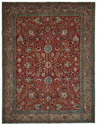 Rusvo Vintage Kırmızı Çiçek Desenli El Dokuma Halı 290x379 cm 49740