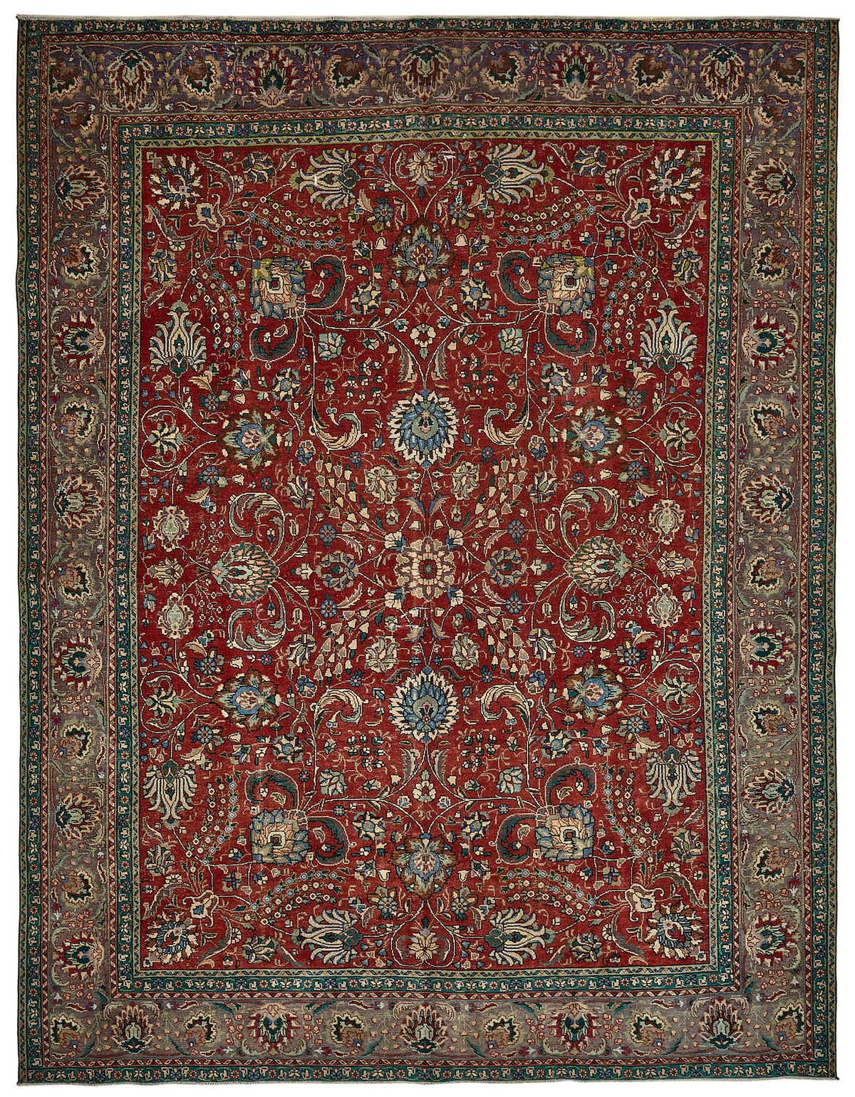 Rusvo Vintage Kırmızı Çiçek Desenli El Dokuma Halı 290x379 cm 49740