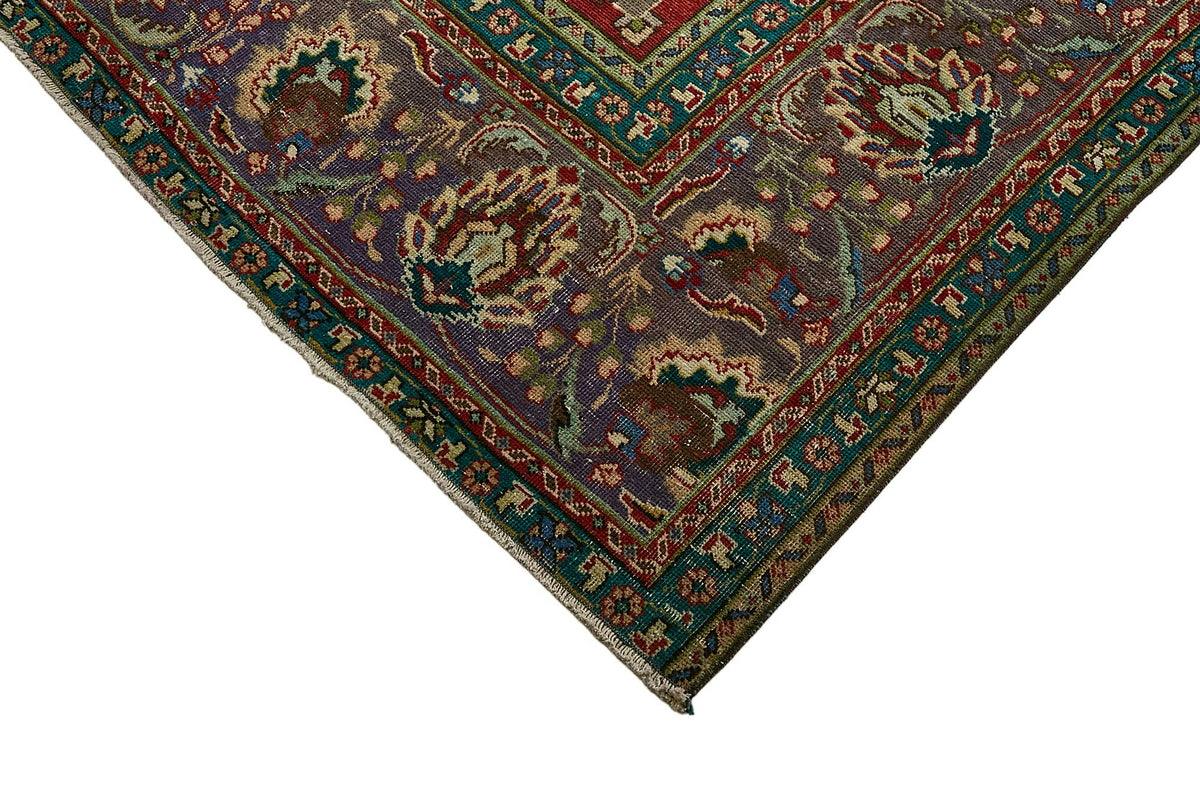 Rusvo Vintage Kırmızı Çiçek Desenli El Dokuma Halı 290x379 cm 49740 – detay görünümü