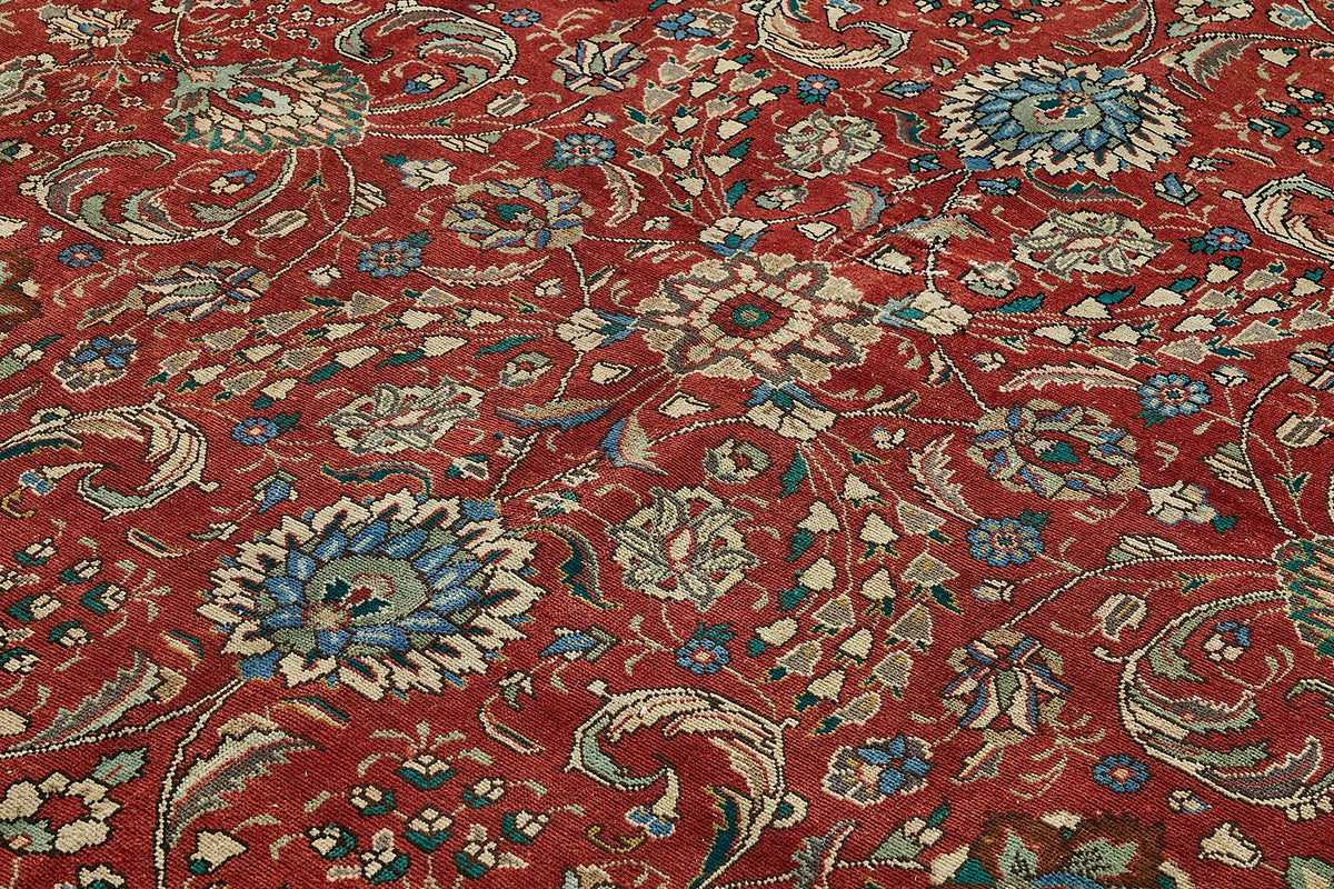 Rusvo Vintage Kırmızı Çiçek Desenli El Dokuma Halı 290x379 cm 49740 – mekânda kullanım