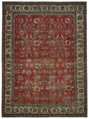 Rusvo Çiçek Desenli Kırmızı ve Bej El Dokuma Halı 280x386 cm