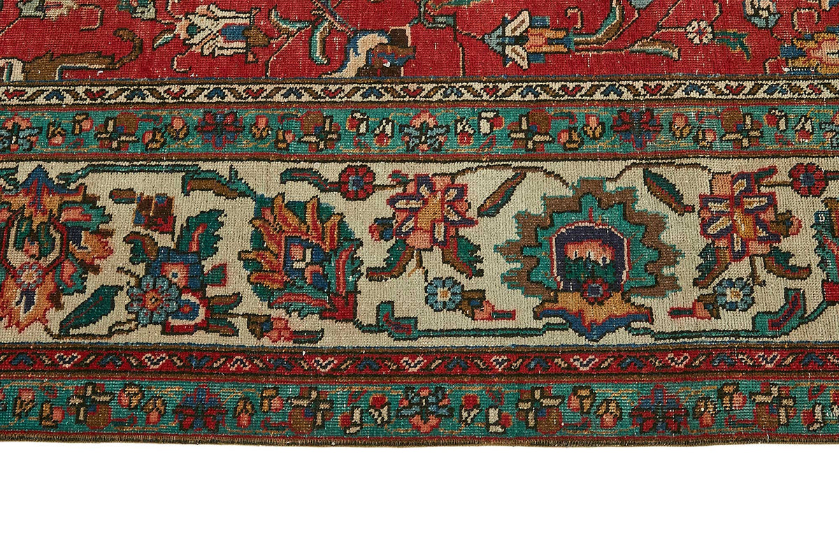 Rusvo Çiçek Desenli Kırmızı ve Bej El Dokuma Halı 280x386 cm – farklı açı