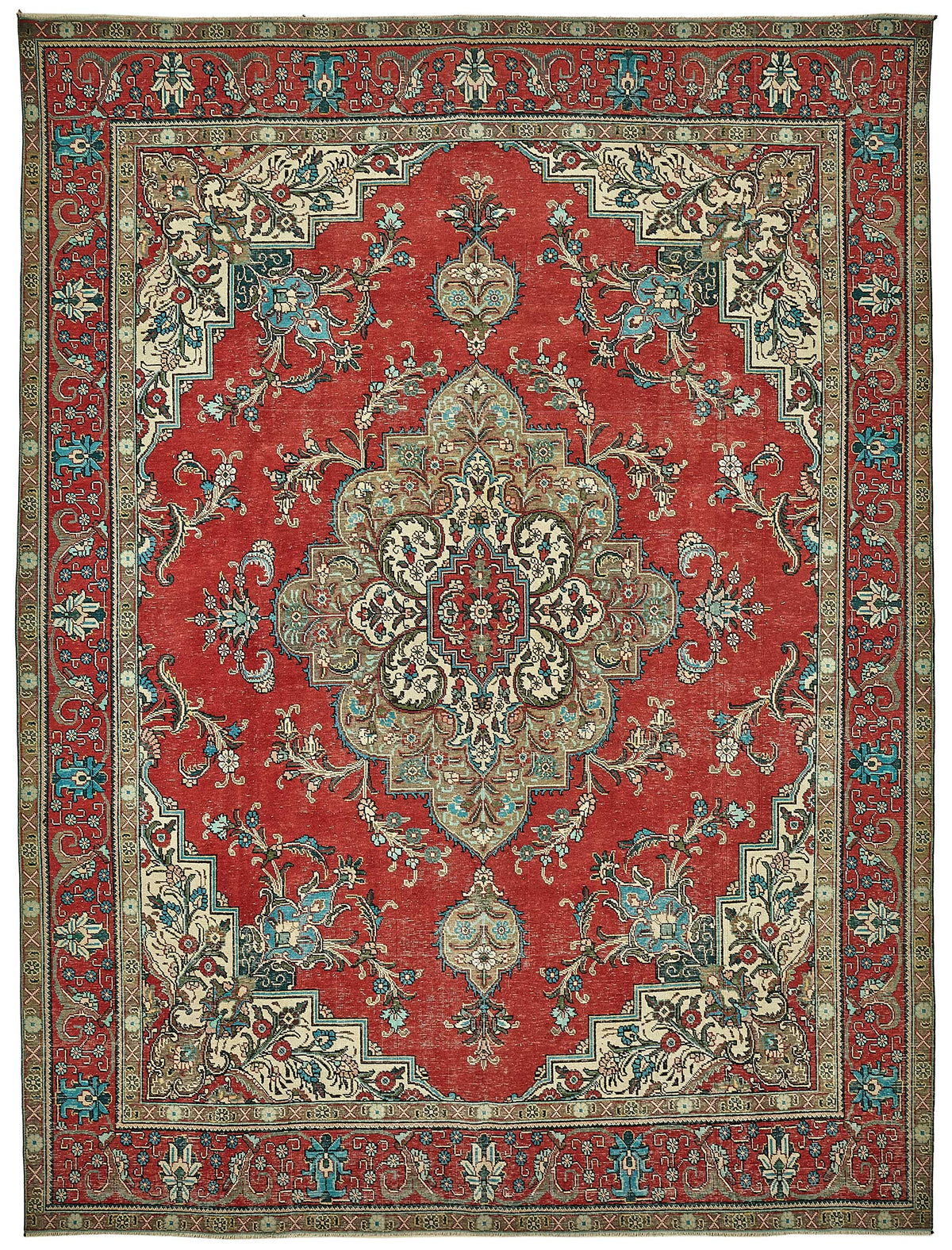 Rusvo Vintage Kırmızı Madalyon Desenli El Dokuma Halı 292x386 cm 49745