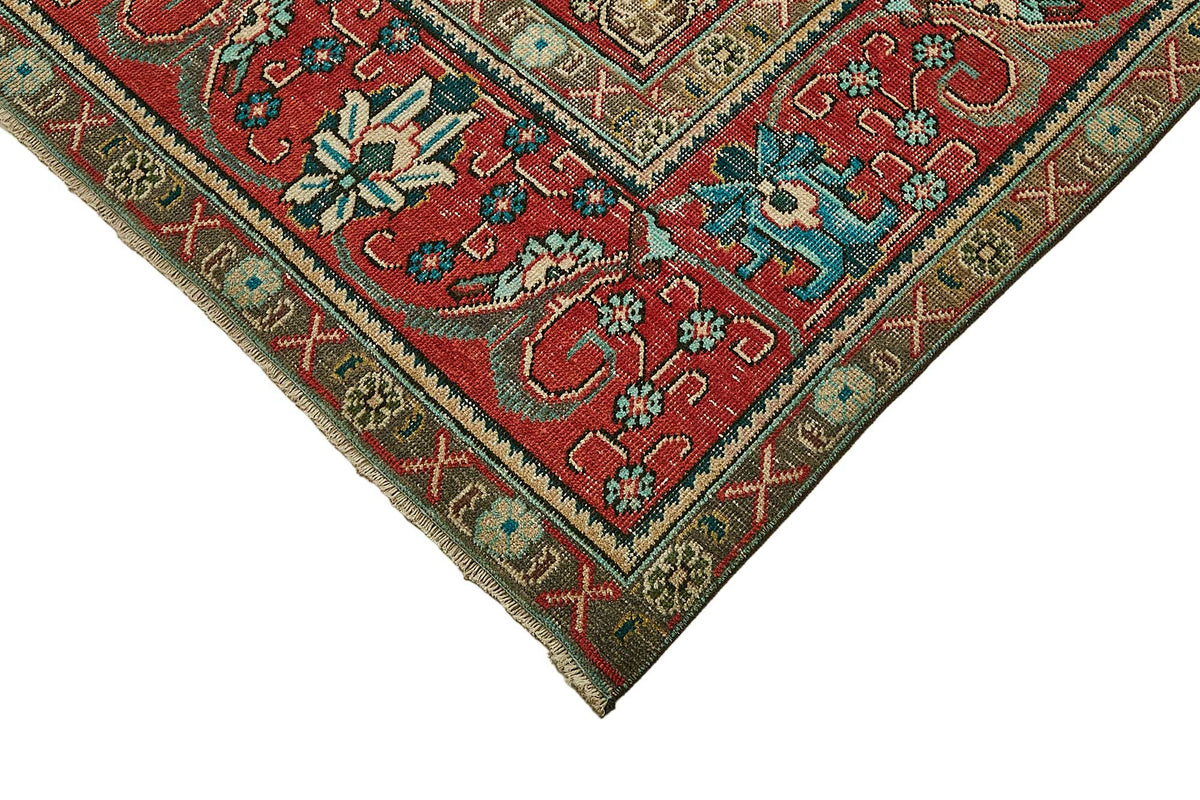 Rusvo Vintage Kırmızı Madalyon Desenli El Dokuma Halı 292x386 cm 49745 – detay görünümü