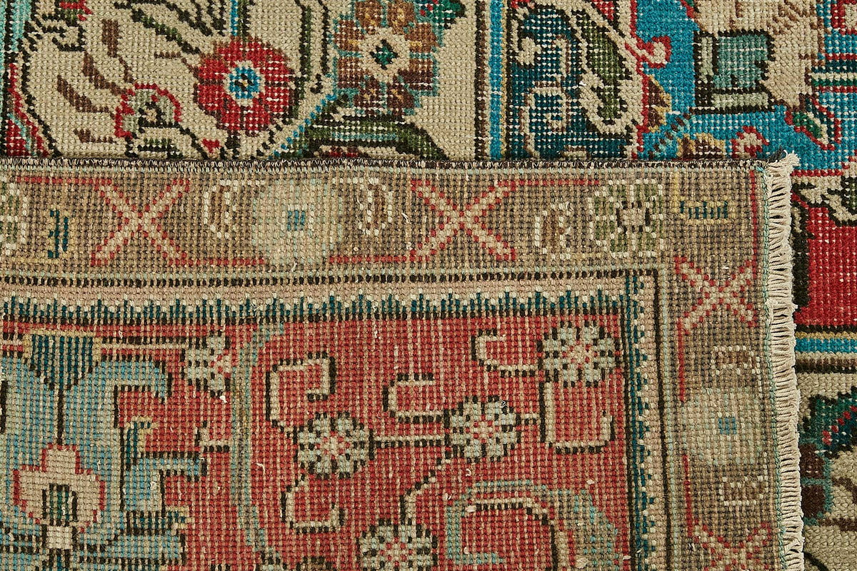 Rusvo Vintage Kırmızı Madalyon Desenli El Dokuma Halı 292x386 cm 49745 – arka yüz görünümü