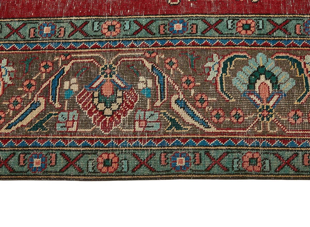 Rusvo Kırmızı Kahverengi Klasik Madalyon Desenli Yün El Dokuma Halı 303x392 cm – farklı açı