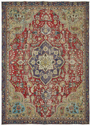 Rusvo Madalyon Desenli Kırmızı Lacivert El Dokuma Halı 244x337 cm