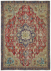 Rusvo Madalyon Desenli Kırmızı Lacivert El Dokuma Halı 244x337 cm