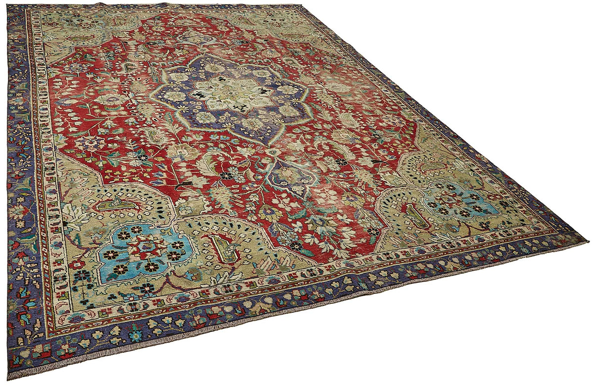 Rusvo Madalyon Desenli Kırmızı Lacivert El Dokuma Halı 244x337 cm – genel görünüm