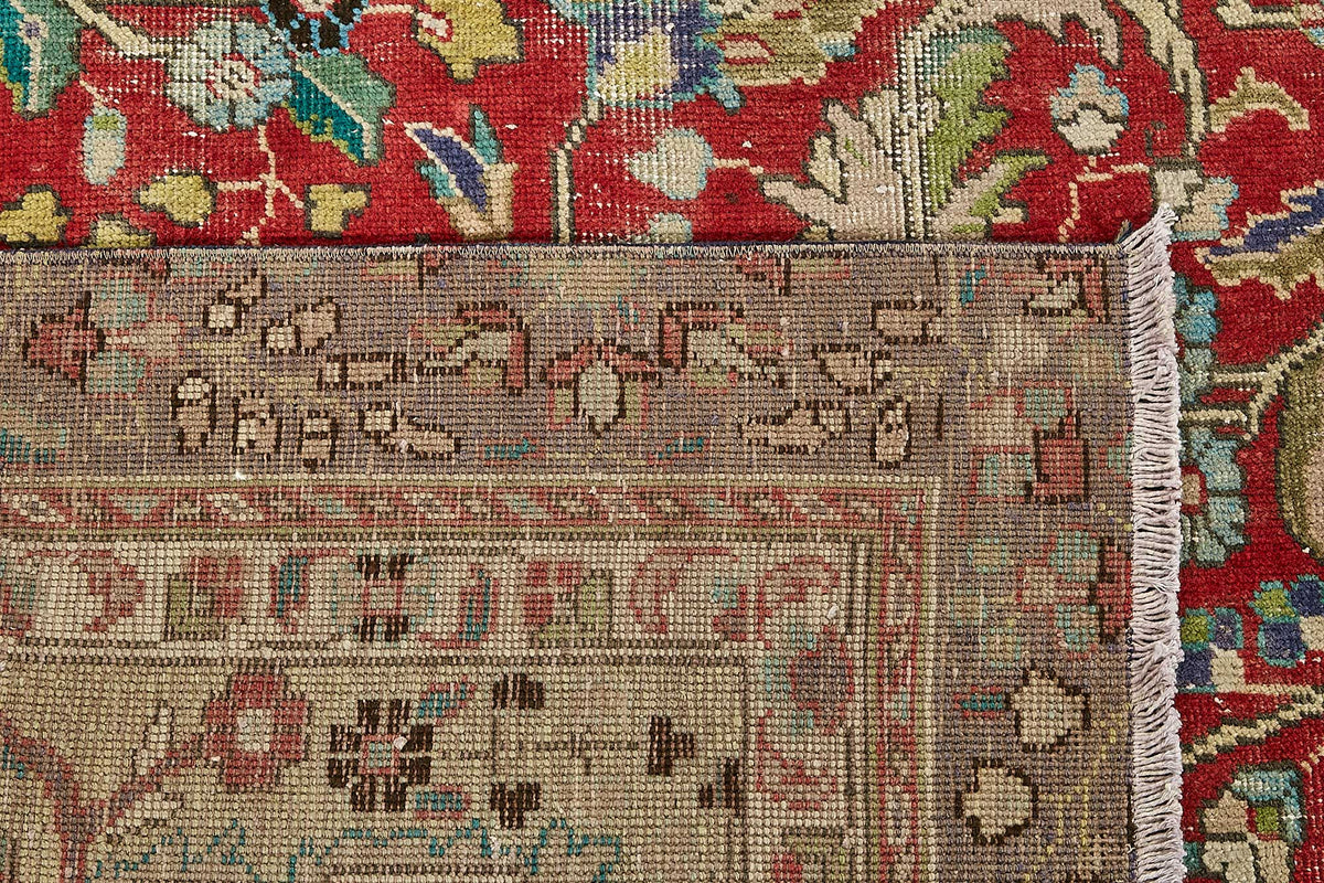 Rusvo Madalyon Desenli Kırmızı Lacivert El Dokuma Halı 244x337 cm – arka yüz görünümü