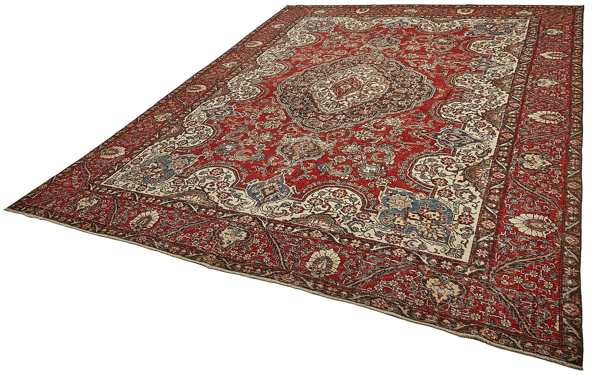 Rusvo Madalyon Desenli Kırmızı Bej El Dokuma Halı 266x380 cm 49753 – doku yakın çekim