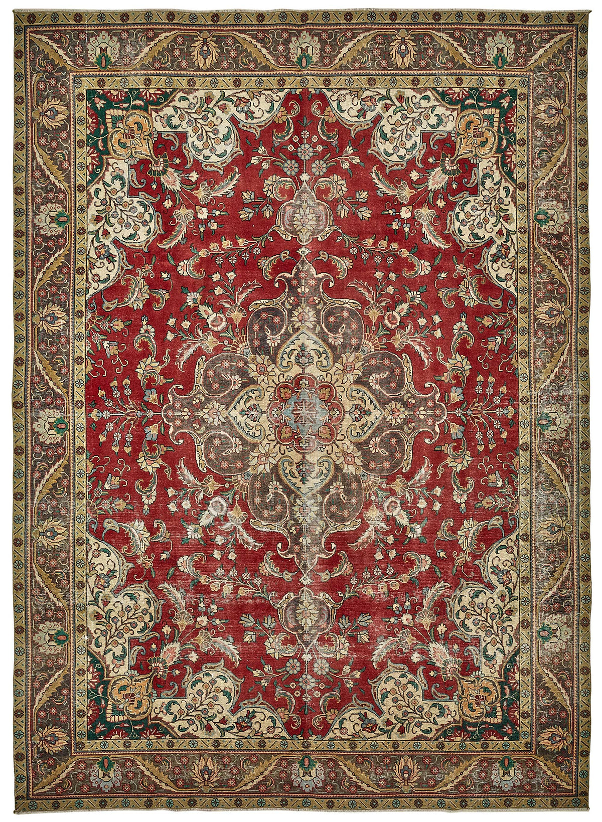 Rusvo Madalyon Desenli Kırmızı Dokuma Vintage Halı 288x396 cm 49755