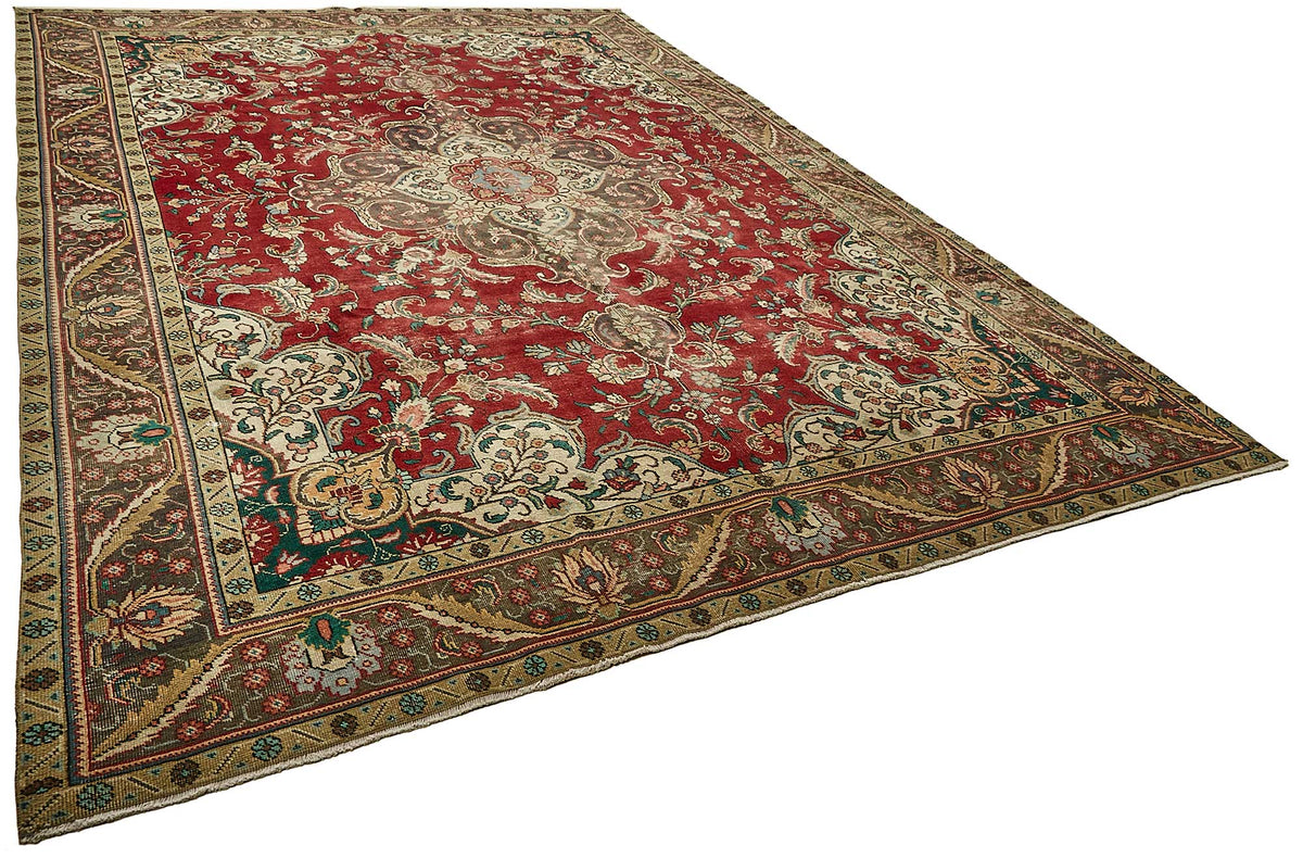 Rusvo Madalyon Desenli Kırmızı Dokuma Vintage Halı 288x396 cm 49755 – genel görünüm