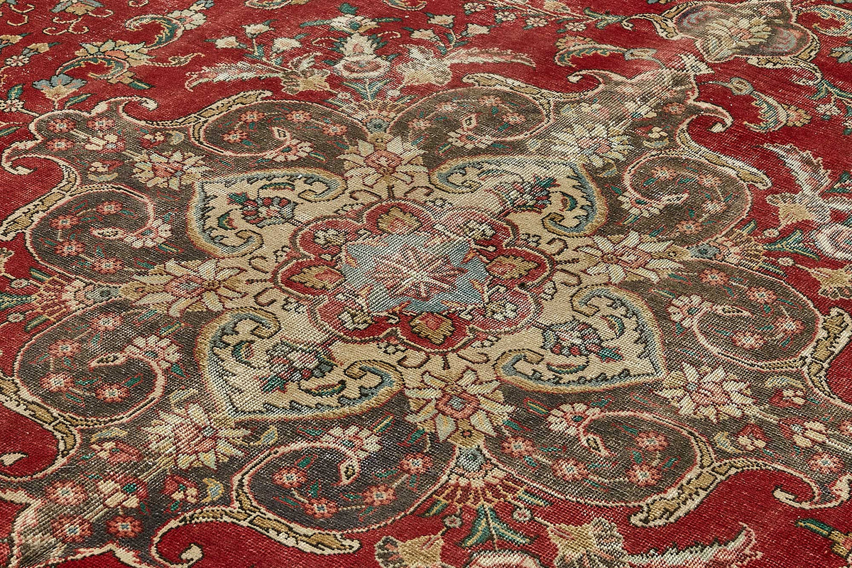 Rusvo Madalyon Desenli Kırmızı Dokuma Vintage Halı 288x396 cm 49755 – mekânda kullanım
