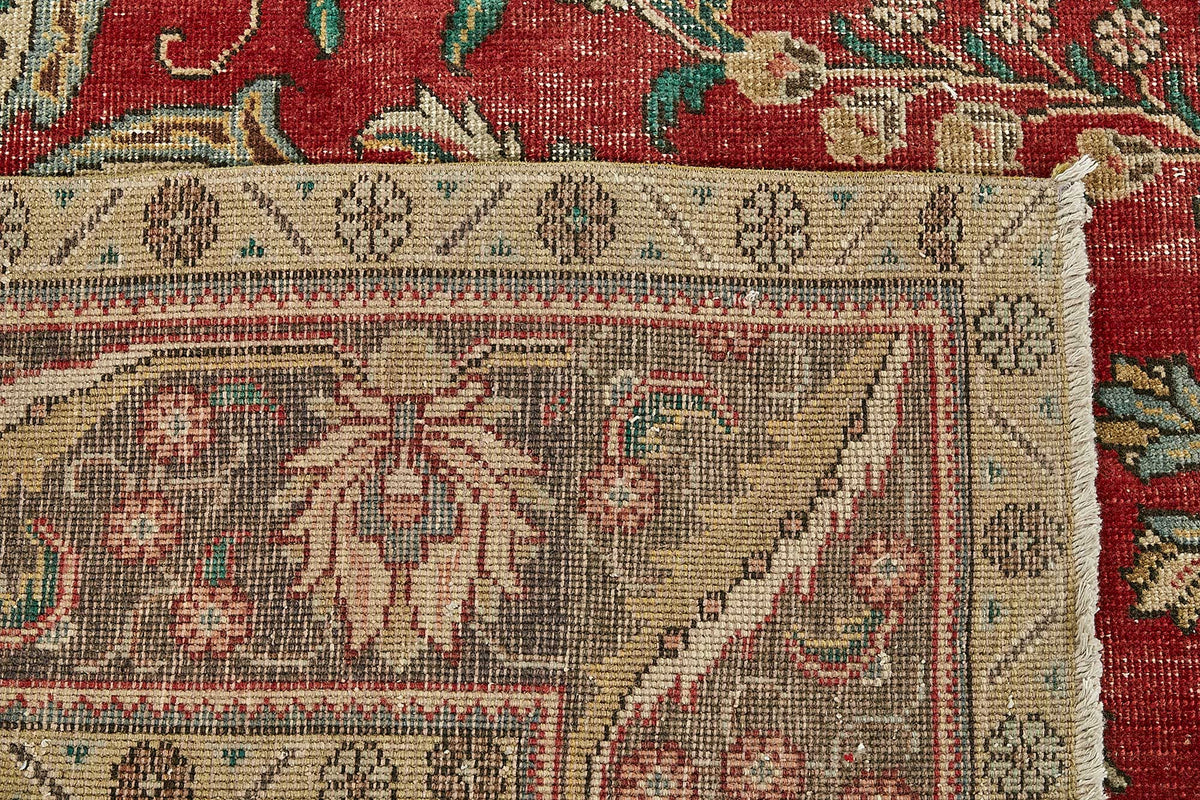Rusvo Madalyon Desenli Kırmızı Dokuma Vintage Halı 288x396 cm 49755 – arka yüz görünümü