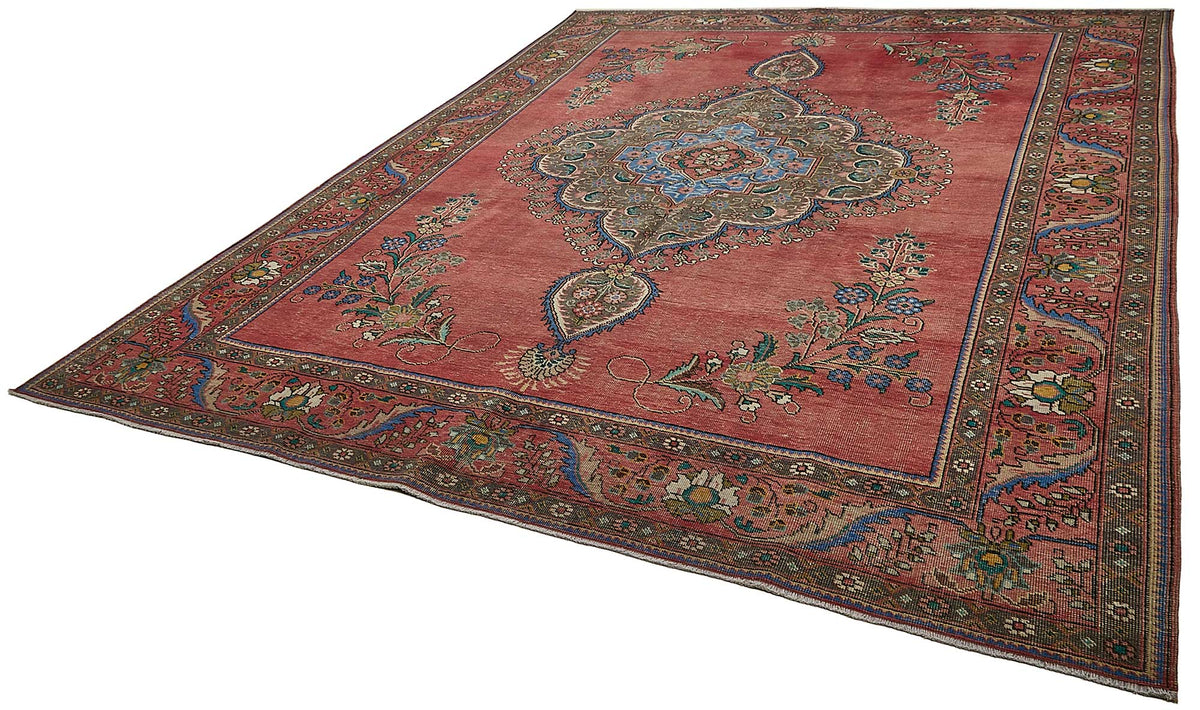 Rusvo Kırmızı Mavi Madalyon El Dokuma Halı 290x380 cm – doku yakın çekim