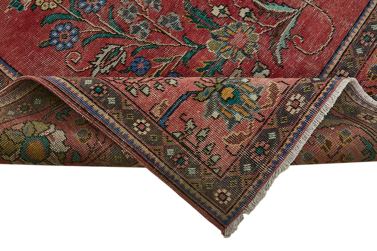Rusvo Kırmızı Mavi Madalyon El Dokuma Halı 290x380 cm – kenar detayı