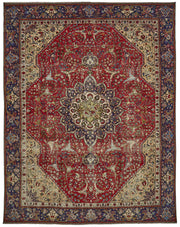 Rusvo Vintage Kırmızı Lacivert Madalyon Desenli Halı 274x363 cm
