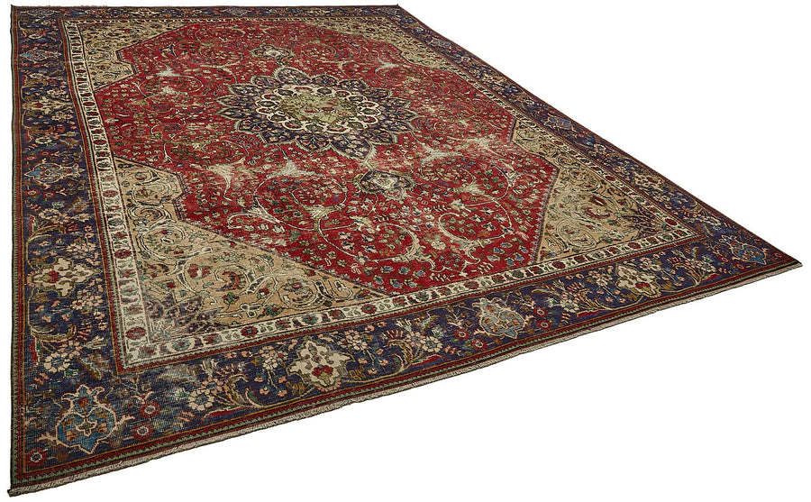 Rusvo Vintage Kırmızı Lacivert Madalyon Desenli Halı 274x363 cm – genel görünüm