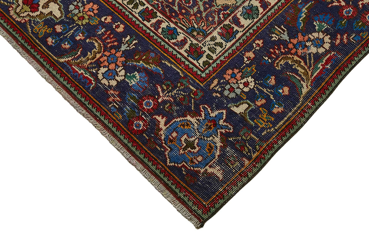 Rusvo Vintage Kırmızı Lacivert Madalyon Desenli Halı 274x363 cm – detay görünümü