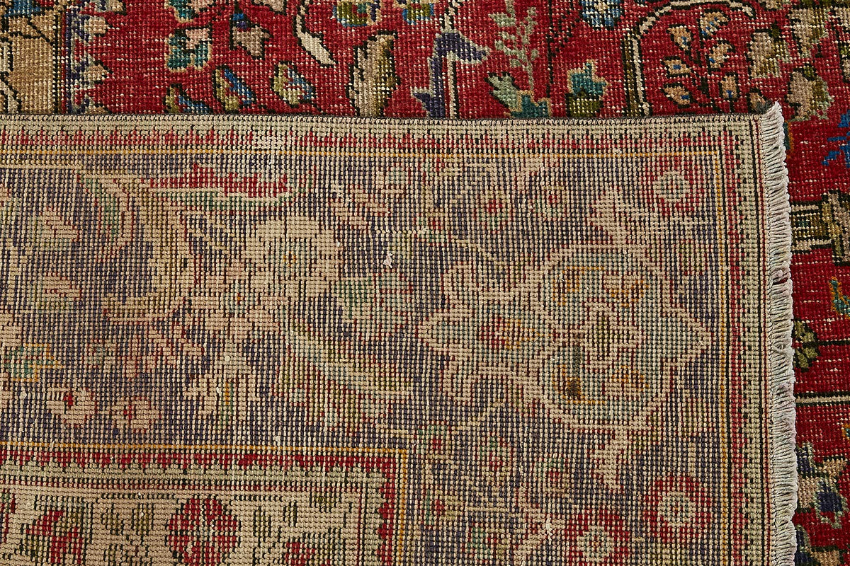 Rusvo Vintage Kırmızı Lacivert Madalyon Desenli Halı 274x363 cm – arka yüz görünümü