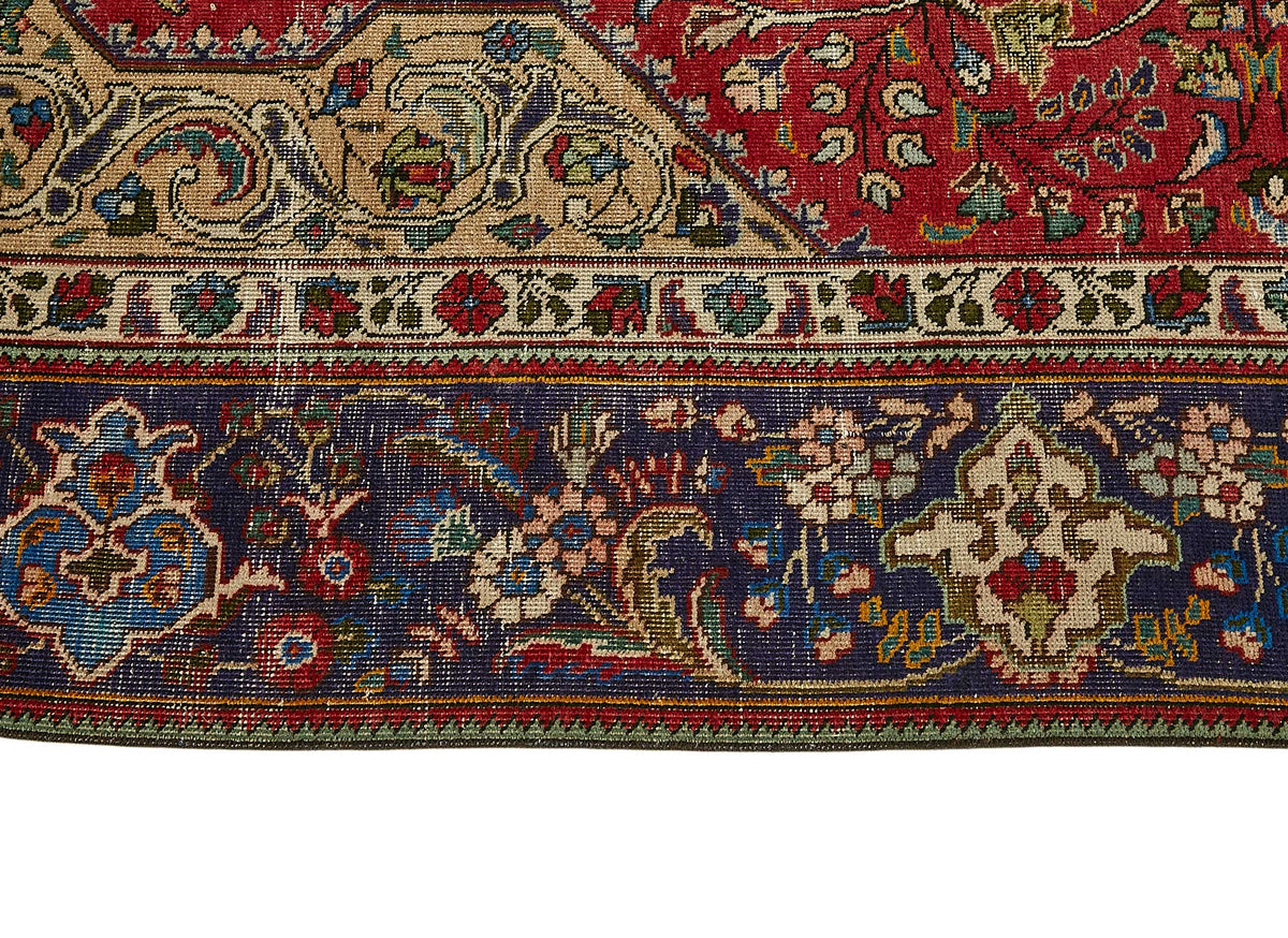 Rusvo Vintage Kırmızı Lacivert Madalyon Desenli Halı 274x363 cm – farklı açı