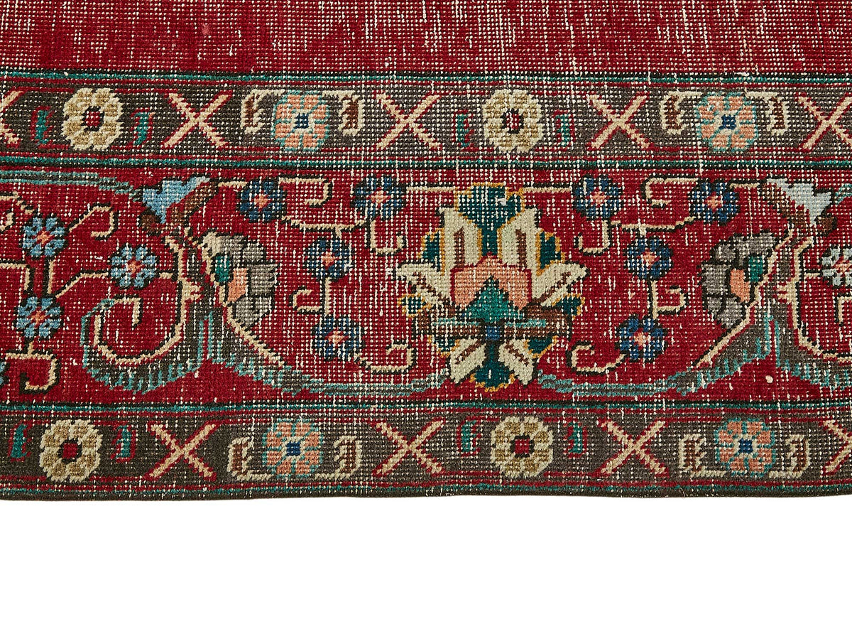 Rusvo Madalyon Desenli Kırmızı Dokuma Vintage Halı 289x390 cm – farklı açı