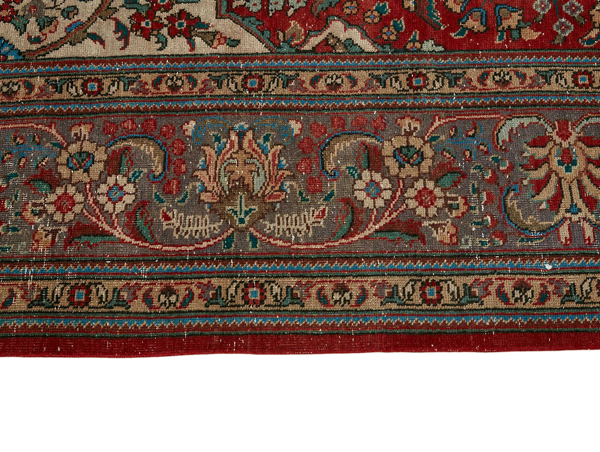Rusvo Kırmızı Madalyon Desenli Yün Vintage Halı 288x374 cm – farklı açı