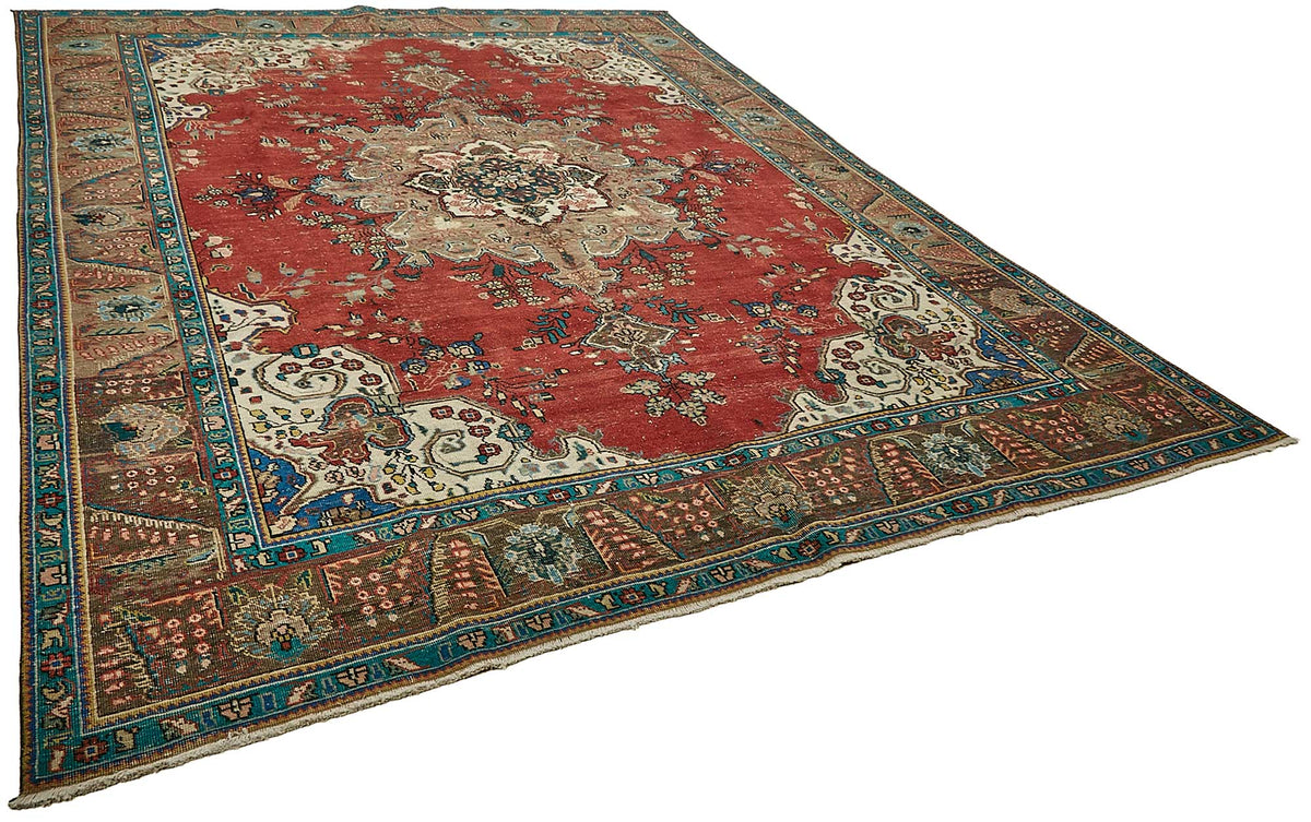 Rusvo Madalyon Desenli Kırmızı Vintage Halı 286x374 cm – genel görünüm