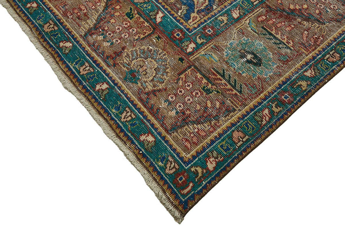 Rusvo Madalyon Desenli Kırmızı Vintage Halı 286x374 cm – detay görünümü