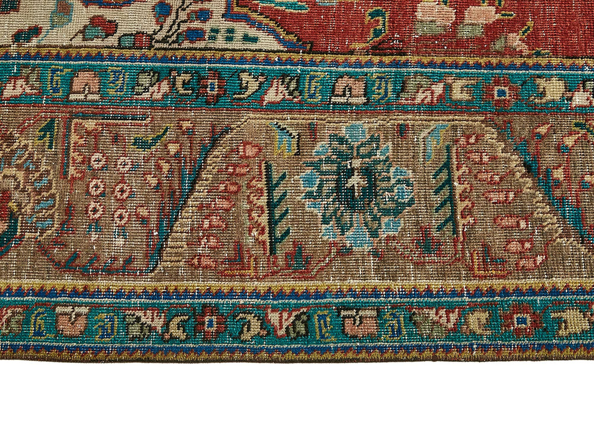 Rusvo Madalyon Desenli Kırmızı Vintage Halı 286x374 cm – farklı açı