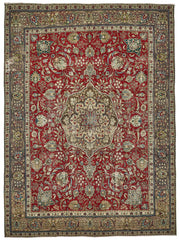 Rusvo Kırmızı Madalyon Desenli Yün Kırmızı Vintage Halı 292x387 cm