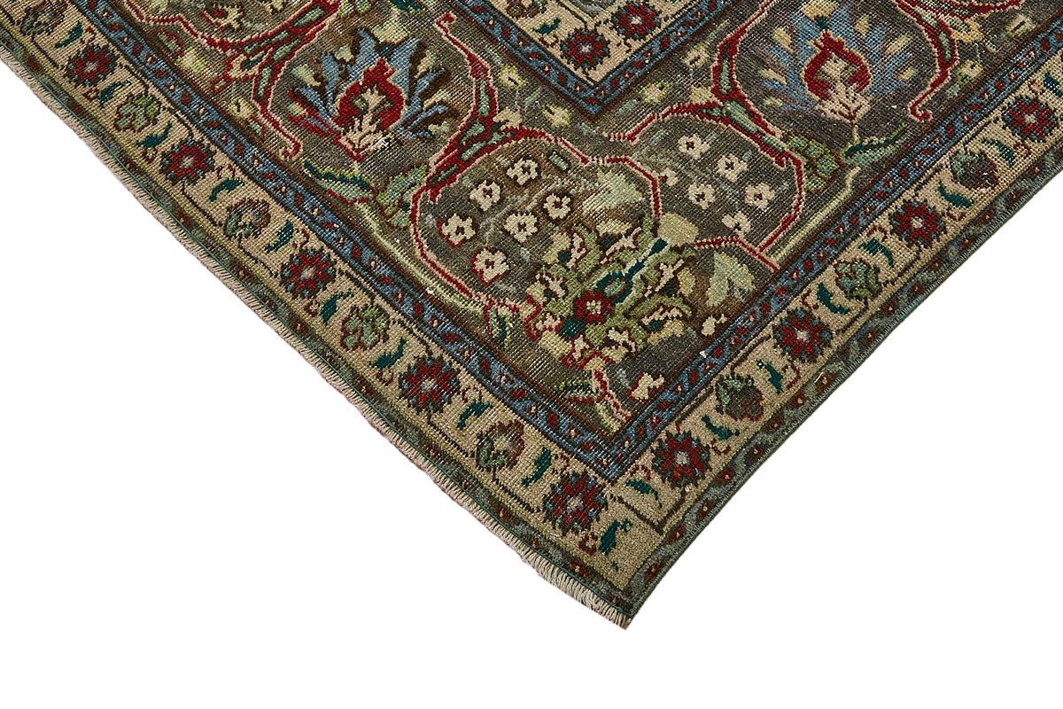 Rusvo Kırmızı Madalyon Desenli Yün Kırmızı Vintage Halı 292x387 cm – detay görünümü