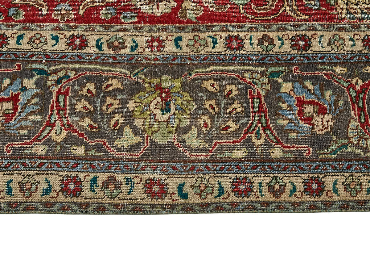 Rusvo Kırmızı Madalyon Desenli Yün Kırmızı Vintage Halı 292x387 cm – farklı açı