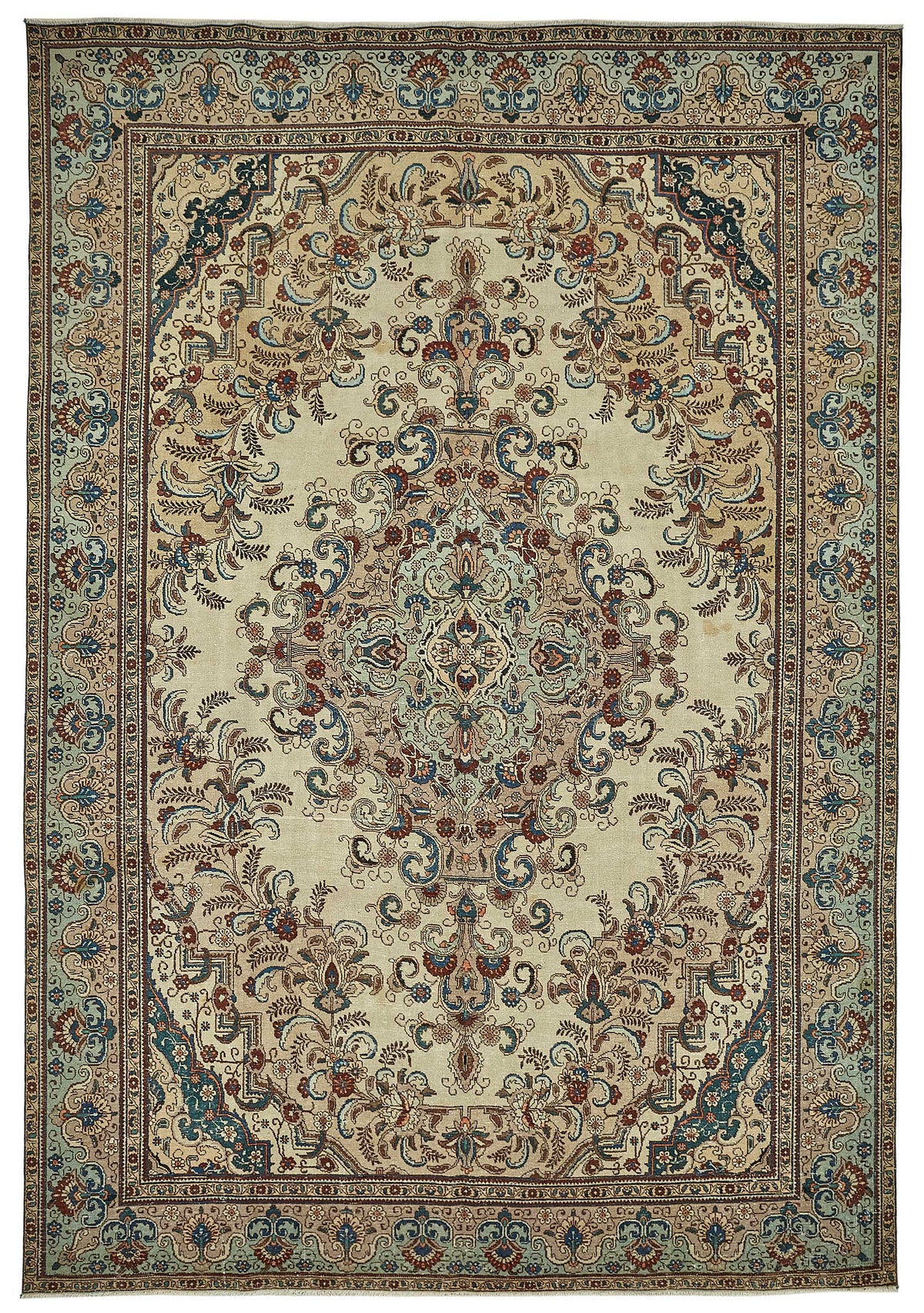 Rusvo Bej Kahverengi Madalyon Desenli Klasik El Dokuma Halı 285x410 cm