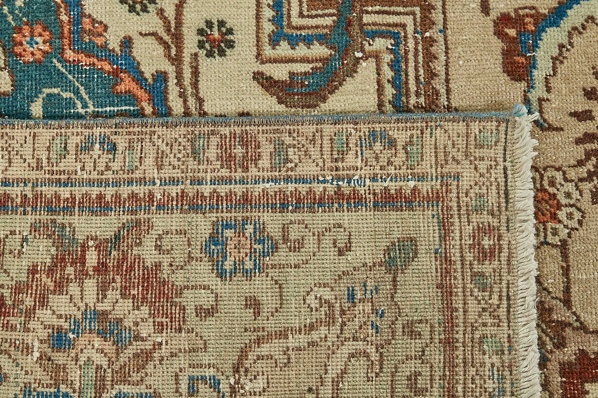 Rusvo Bej Kahverengi Madalyon Desenli Klasik El Dokuma Halı 285x410 cm – arka yüz görünümü
