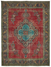 Rusvo Vintage Kırmızı Madalyon Desenli El Dokuma Halı 290x394 cm