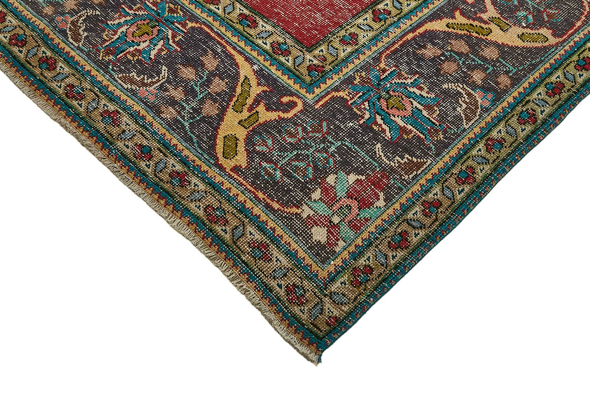 Rusvo Vintage Kırmızı Madalyon Desenli El Dokuma Halı 290x394 cm – detay görünümü