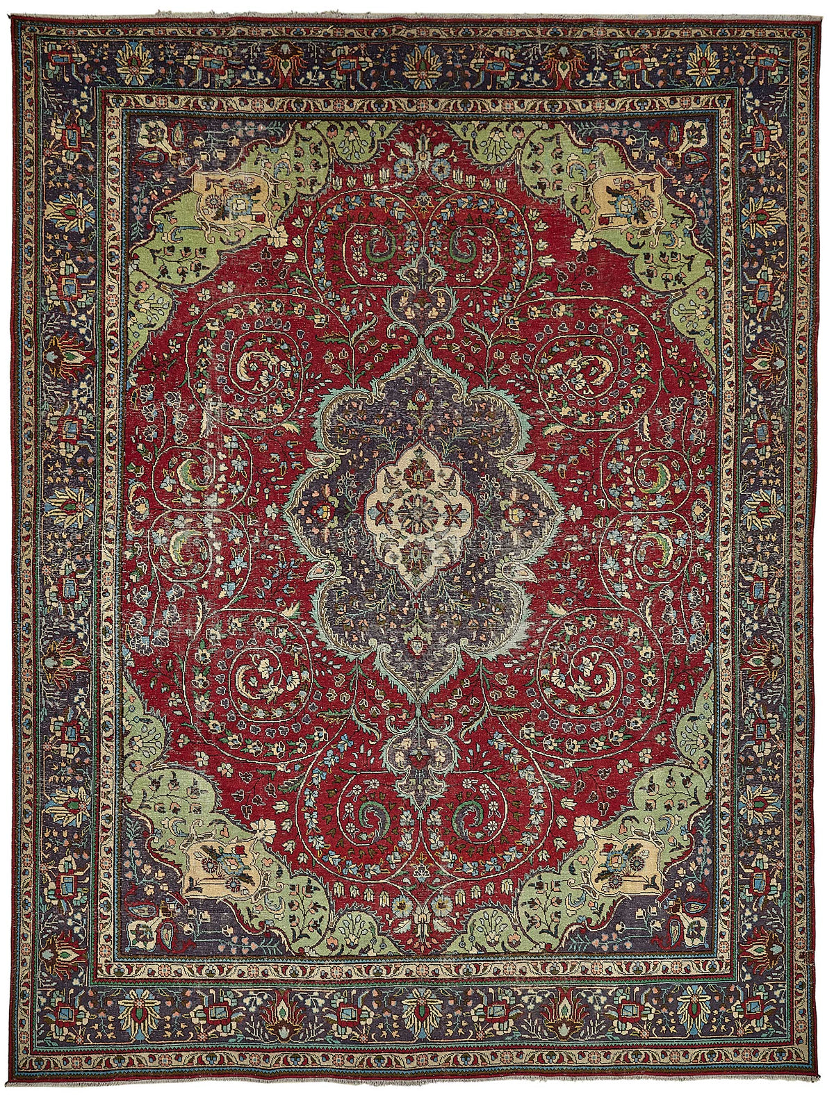 Rusvo Kırmızı Madalyon Desenli Yün Dokuma Halı 300x390 cm 49767