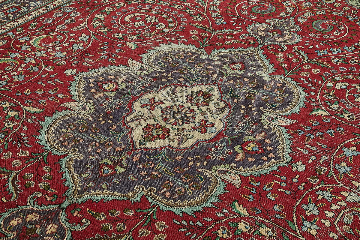 Rusvo Kırmızı Madalyon Desenli Yün Dokuma Halı 300x390 cm 49767 – mekânda kullanım