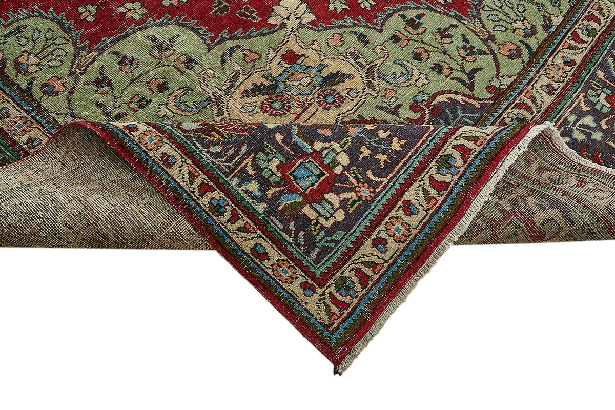 Rusvo Kırmızı Madalyon Desenli Yün Dokuma Halı 300x390 cm 49767 – kenar detayı