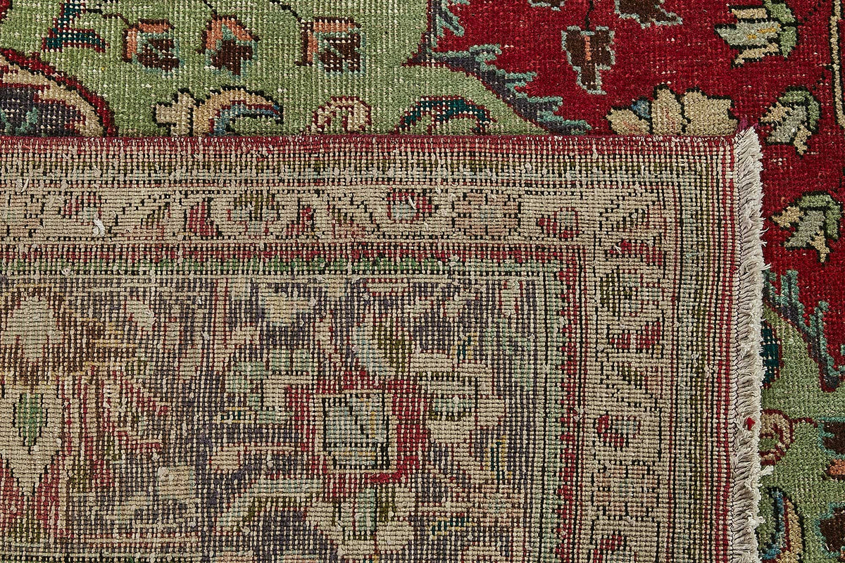 Rusvo Kırmızı Madalyon Desenli Yün Dokuma Halı 300x390 cm 49767 – arka yüz görünümü