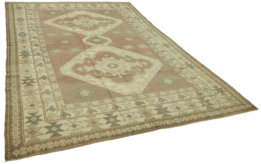 Rusvo Vintage Kahverengi Geometrik Desenli El Dokuma Halı 230x342 cm – genel görünüm
