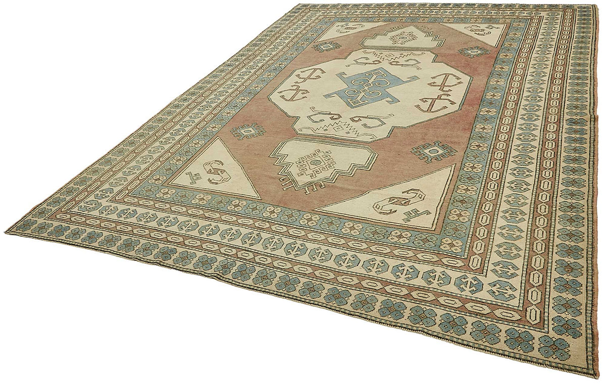Rusvo Açık Kahverengi Vintage Halı Madalyon Göbekli 258x358 cm – doku yakın çekim