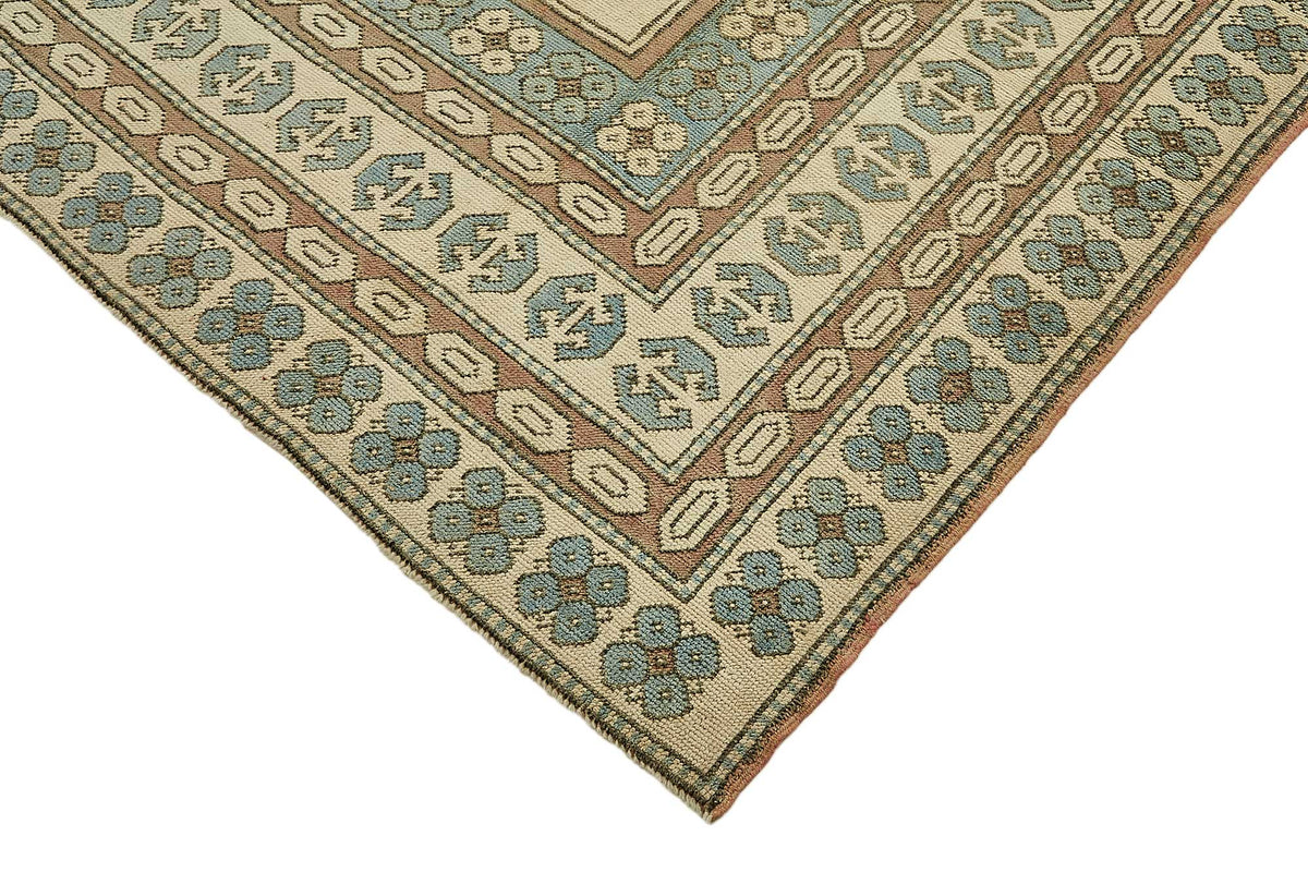 Rusvo Açık Kahverengi Vintage Halı Madalyon Göbekli 258x358 cm – detay görünümü