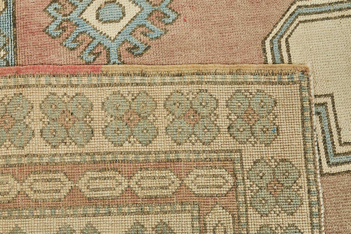 Rusvo Açık Kahverengi Vintage Halı Madalyon Göbekli 258x358 cm – arka yüz görünümü