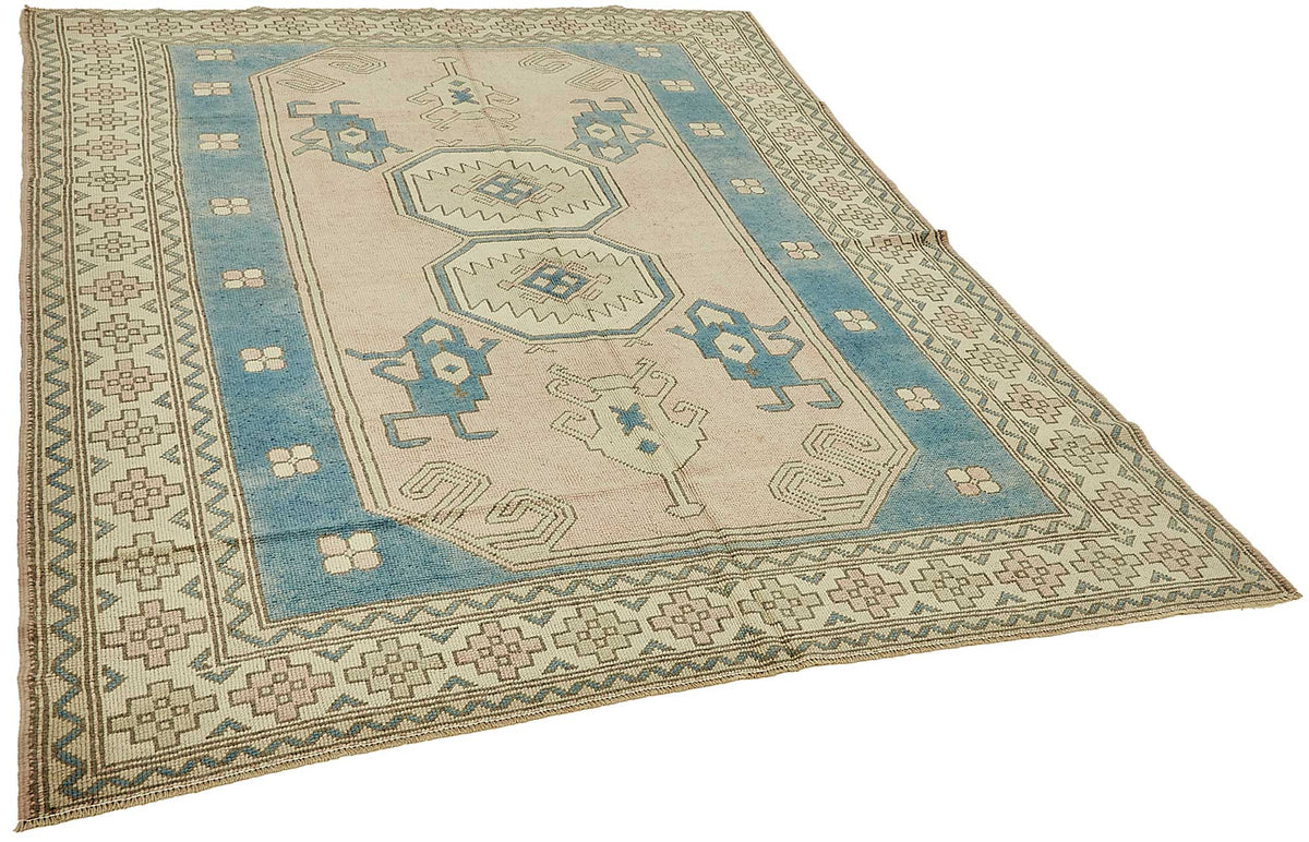 Kavale Toz Pembe Madalyon Desenli Yün Halı 184x255 cm – genel görünüm
