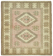 Gekro Geometrik Desenli Vintage Toz Pembe Halı 120x134 cm 49775