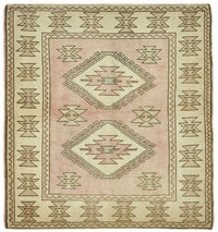 Gekro Geometrik Desenli Vintage Toz Pembe Halı 120x134 cm 49775